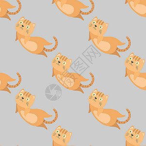 猫玩球无缝的可爱猫型设计图片