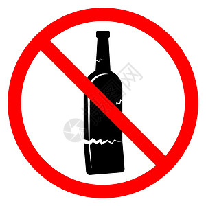 葡萄酒首页禁止饮酒 玻璃瓶图标 停止酒精图标 矢量图设计图片
