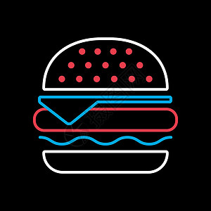 黑色汉堡汉堡矢量图标 快餐标志美食沙拉插图芝士面包营养芝麻牛肉食物餐厅设计图片