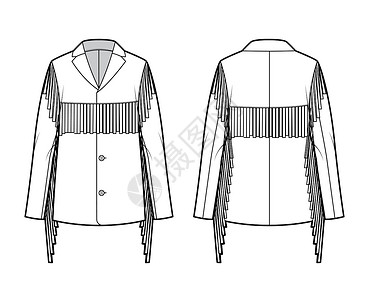冬季大衣西方夹克技术时装插图 有边缘 超大 长袖 戴标记的项圈 打开按钮航班运动袖子女士设计棉布纺织品运动装男生绘画设计图片