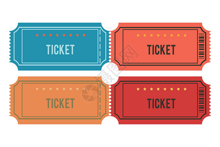 彩色价格标签牌以平面风格显示票牌图标的矢量插图 在白色背景上孤立的车票优惠券艺术派对节日音乐会星星娱乐戏剧电影徽章设计图片
