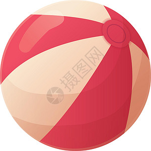 超写实图标红色沙滩球 用于水球比赛的大带柄充气橡胶球 夏季休闲 海滩活动概念 在白色背景下孤立的卡通写实风格中的股票矢量插图设计图片