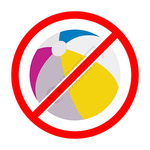 禁止掉头标识没有沙滩球标志 沙滩球是禁止的 沙滩球的禁止标志徽章游戏禁令危险玩具玩家警告截击水池活动设计图片