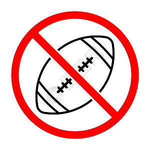 红色叉符号没有橄榄球标志 禁止使用美式足球 橄榄球的禁止标志圆圈团队标签大学警告圆形皮革运动红色艺术设计图片