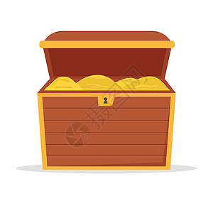 木箱包装在白色背景上隔离的木箱藏宝箱贪婪海洋金融古董卡通片树干行李财富宝藏硬币设计图片