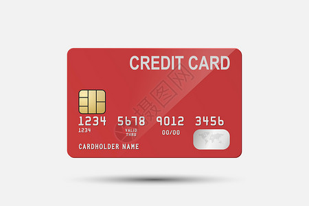 信用卡模板矢量 3d 逼真的红色信用卡隔离 用于样机 品牌的塑料信用卡或借记卡设计模板 信用卡付款概念 正视图借方通信信用支付芯片交易取款设计图片