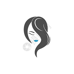 女性美容头发标识图魅力理发师插图洗发水标签温泉化妆品女士沙龙黑色背景图片