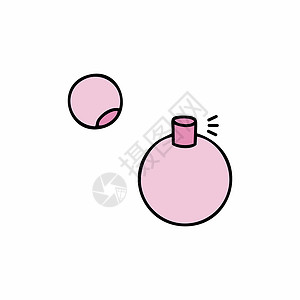 桂花酒圆瓶用圆瓶香水 涂鸦风格的矢量插图 美丽和时尚设计图片