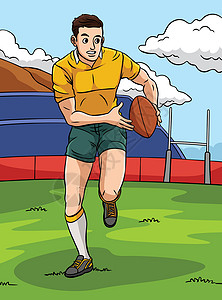 可大宝卡通形象配图图片橄榄球运动彩色卡通插图设计图片