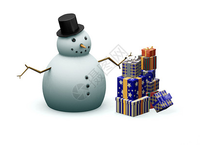 带礼物的雪人 季节性的 生日 丝带 盒子 庆祝背景图片
