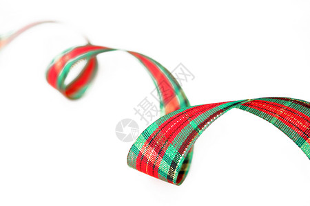圣诞带 红色的 金子 庆祝 丝带 绿色的 扭曲的 白色的背景图片