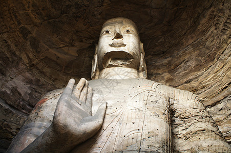 Yungang洞穴佛像 中国 背景图片