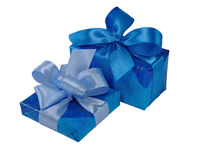 带弓的蓝礼物箱 喜庆的 惊喜 包装 花式盒子 假期背景图片