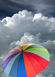 彩虹伞 五颜六色的 甘普 蓝色的 布罗利 蘑菇 云 光谱 天空 弯曲干燥高清图片素材