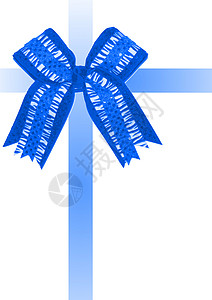 蓝弓和丝带 插图 礼物 盒子 包装 白色的背景图片