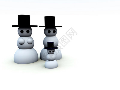 雪人家庭 寒冷的 季节性的 假期 礼帽 雪孩子 冬天 圣诞节 雪女背景图片