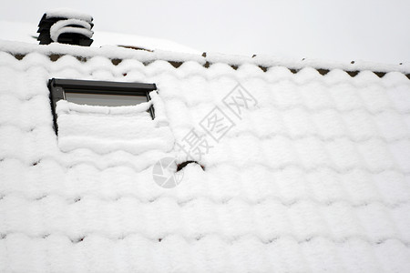 屋顶上下雪 窗户被遮着背景图片