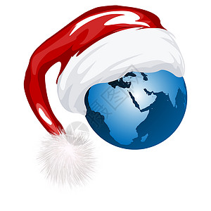 圣诞帽子和地球 红色的 艺术 庆典 圣诞节 插图背景图片