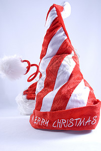 圣诞老人帽子 红色的 覆盖背景图片