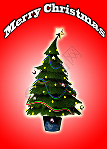 圣诞树 绿色的 冬天 灯 季节性的 星星 装饰的背景图片