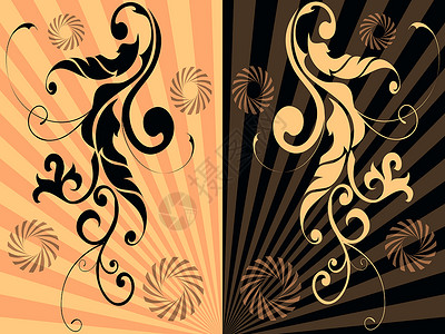 两首装饰品 庆典 丝带 喜庆的 装饰风格 棕色的背景图片