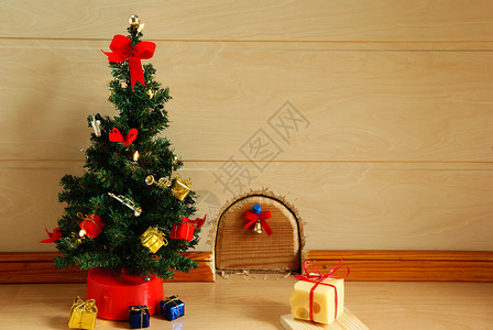 圣诞节 墙 圣诞树 房子 假期 地面 老鼠 善良背景图片
