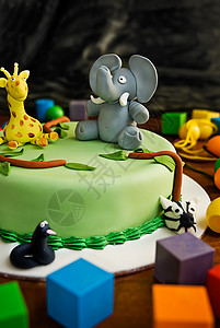 斑马积木玩具儿童生日蛋糕背景