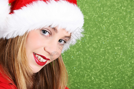 圣诞青少年 红色的 打架 帽子 美丽的 年轻的背景图片