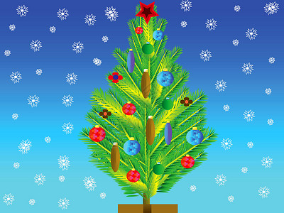 挂着玩具的Natty fir树背景图片