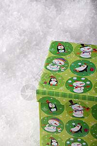绿色礼品盒 绿色的 礼物 寒冷的 圣诞节 装潢 白色的 庆典背景图片