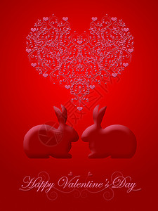 快乐情人节快乐 蜂蜜哺乳红兔兔子高清图片