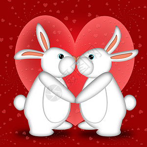 白兔兔子接吻日情人节图片