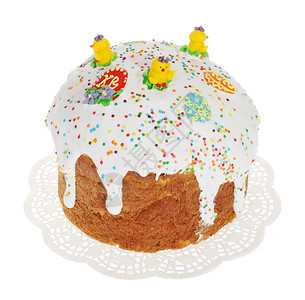 孤立在白色背景上的俄罗斯复活节蛋糕 糖 文化背景图片
