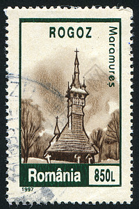 罗马尼亚教会教会教堂 基督教 宗教 天主教的 古董 邮票 建筑学背景