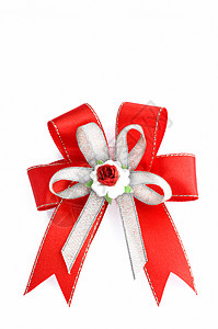 白上孤立的红礼弓首装饰 美丽 白色的 情人节 圣诞节背景图片