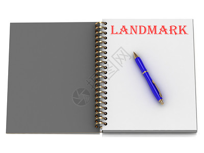 landmark笔记本页上的LANDMARK字词背景