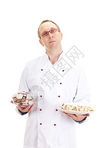 厨师 有姜饼和烧烤 面包店 厨师制服 男性 食物 烹饪 面包师图片