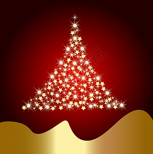 闪亮的金色圣诞树 装饰品 星星 圣诞节 金的 金子背景图片