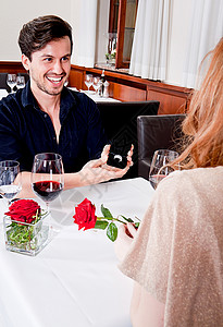 晚餐浪漫约会的一对幸福情侣 女士 男性 蜡烛 假期背景图片