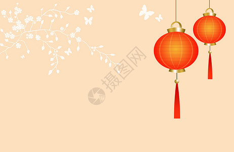 中国有蝴蝶的灯笼 房子 节日 七彩灯 问候语高清图片