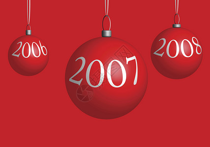 圣诞树装饰 2007年 新年树装饰 2008年 红色的 白色的 假期背景图片