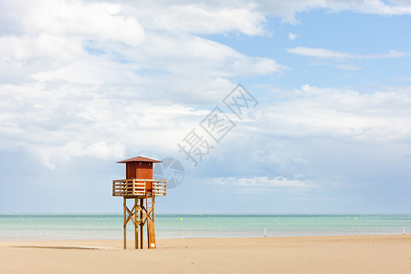 的海滩上救生舱 旅行 西欧 纳博讷海滩 沿海 空的高清图片