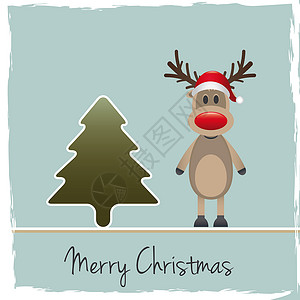 驯鹿红鼻子松树 问候语 帽子 庆祝 圣诞 传统 鲁道夫 鹿角背景图片