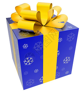 有黄弓的礼物 惊喜 纸 童年 展示 蓝色的 盒子 问候语背景图片