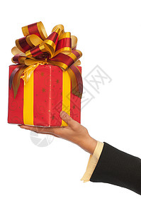 有黄弓的礼物 授予 童年 圣诞节 个性 问候语 纸背景图片