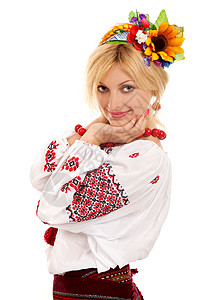 具有吸引力的妇女穿着乌克兰国民服饰 欧洲 衣服迷人的高清图片素材