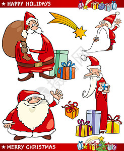 圣诞老人星圣诞和圣诞节主题漫画集 问候语 解雇 庆典 十二月 星星背景