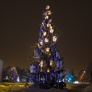 雪夜里圣诞树夜里圣诞树背景