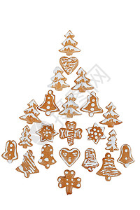 姜饼安排为圣诞节树背景图片
