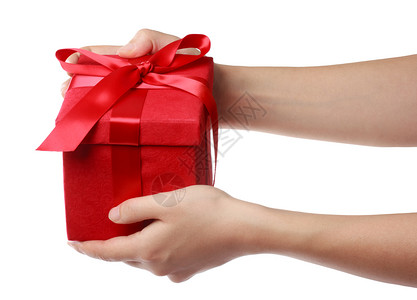 红假日礼物盒 庆典 手 手臂 展示 女士 女性背景图片